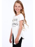 Girls\' tunic with a slit, cream, NDZ8229 - Online store - Boutique